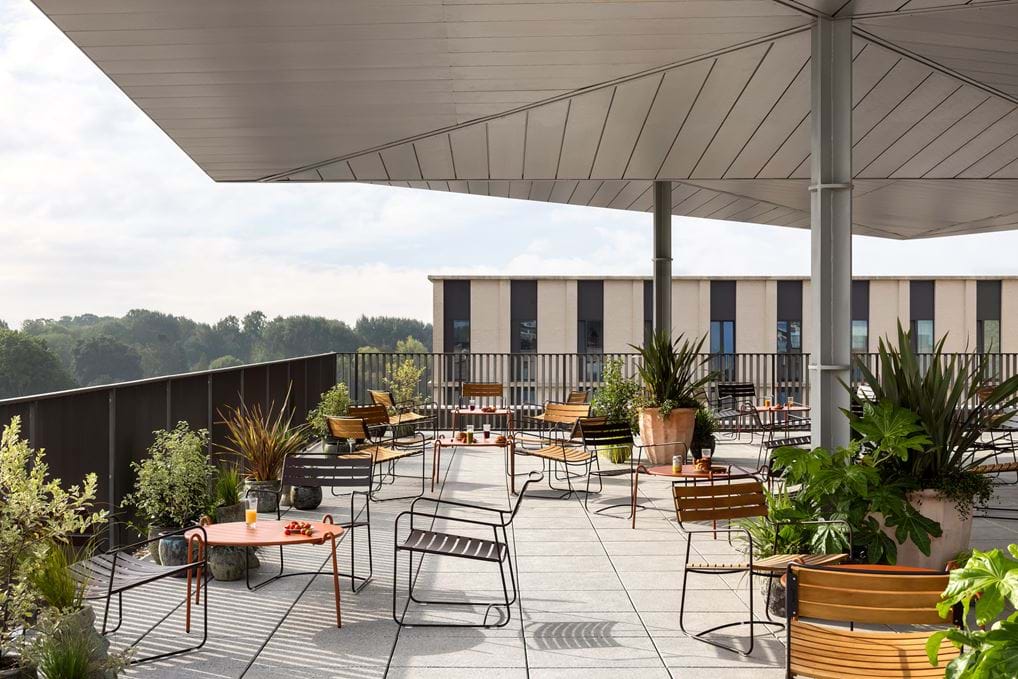 Seasonal rooftop terrace at Turing Locke.